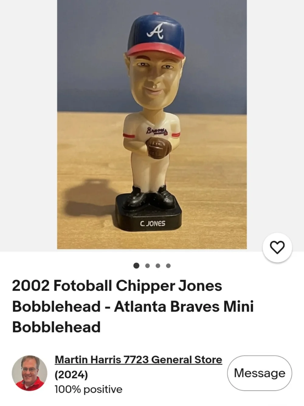 Chipper Jones Braves Red & Blue Baseball Bobblehead Home Accent